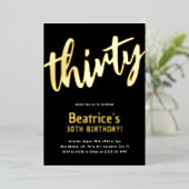 Luxury Gold 'dreißig' Erwachsenenmeilenstein 30. G Folieneinladung (Stehend vorne)