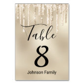 Luxury gold Dripping Glittering Wedding Tischnummer (Rückseite)