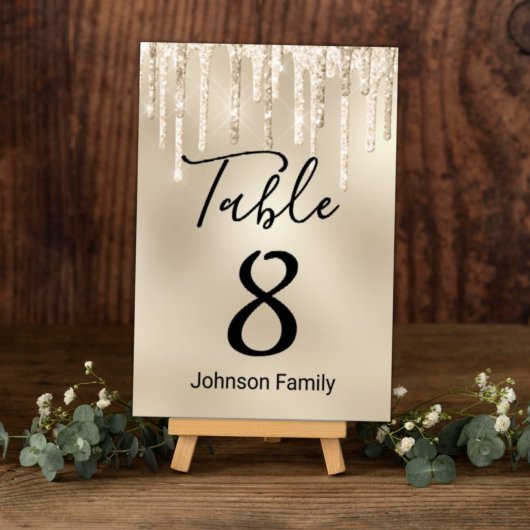 Luxury gold Dripping Glittering Wedding Tischnummer
