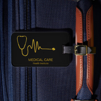 Luxury Gold ECG Wave EKG Line Medical Stethoscope Gepäckanhänger