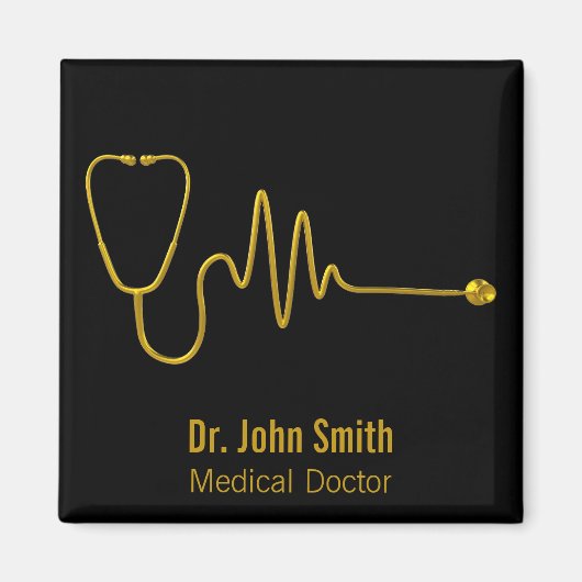 Luxury Gold ECG Wave EKG Line Stethoscope Medical Magnet (Vorne)