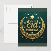 Luxury Gold Eid Mubarak Postkarte (Vorne/Hinten)