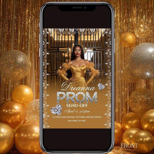 Luxury Gold Elegant Prom Send-Off Invitation Einladung