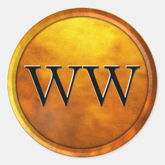 Luxury Gold Embossed Monogram Runder Aufkleber