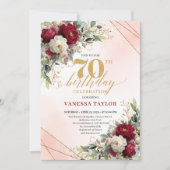Luxury Gold Floral 70 Years Young Birthday Invite Einladung (Vorderseite)