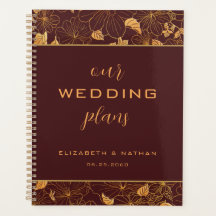 Luxury Gold Floral Burgundy Wedding Planner
