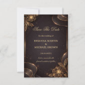 Luxury Gold Floral Wave Save The Date (Vorderseite)