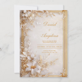 Luxury Gold Floral Wedding Einladung