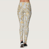Luxury Gold Florals Soft Grey Leggings (Rückseite)