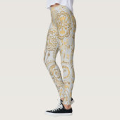 Luxury Gold Florals Soft Grey Leggings (Links)