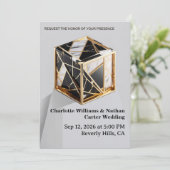 Luxury Gold Foil Black Marble Wedding Invitation Einladung (Stehend Vorderseite)