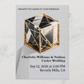 Luxury Gold Foil Black Marble Wedding Invitation Einladung (Vorderseite)