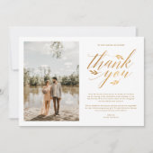 Luxury Gold Foil Calligraphy Foto Wedding Dankeskarte (Vorderseite)