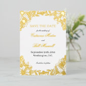 Luxury Gold Foil Floral Save The Date Card Folieneinladung (Stehend vorne)