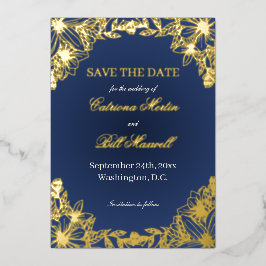 Luxury Gold Foil Floral Save The Date Card Folieneinladung