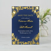 Luxury Gold Foil Floral Save The Date Card Folieneinladung (Stehend vorne)