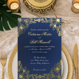 Luxury Gold Foil Floral Wedding Einladung