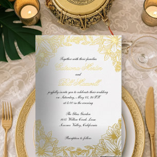 Luxury Gold Foil Floral Wedding Einladung