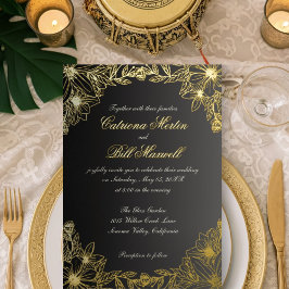 Luxury Gold Foil Florals Hochzeit Einladung