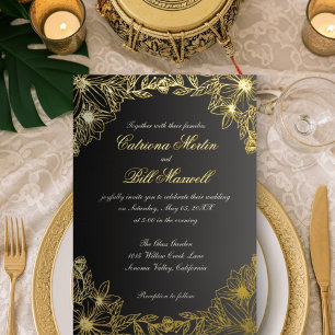 Luxury Gold Foil Florals Hochzeit Einladung