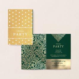 Luxury Gold Foil Green Christmas Party Invitations Folienkarte