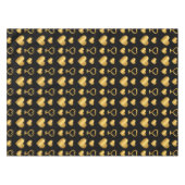 Luxury Gold Foil Hearts on Black Tischdecke (Vorderseite (Horizontal))