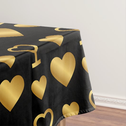 Luxury Gold Foil Hearts on Black Tischdecke (Beispiel)