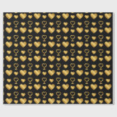 Luxury Gold Foil Hearts on Black Valentine Geschenkpapier (Flach)