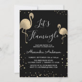Luxury Gold Foil Let's Flamingle - Flamingo Einladung (Vorderseite)