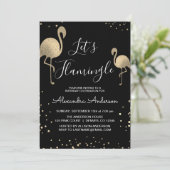 Luxury Gold Foil Let's Flamingle - Flamingo Einladung (Stehend Vorderseite)