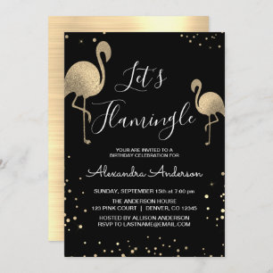 Luxury Gold Foil Let's Flamingle - Flamingo Einladung