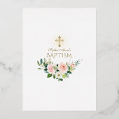 Luxury GOLD FOIL Pink Floral Taufe Folieneinladung (Rückseite)