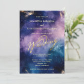 Luxury Gold Foil Starry Night Wedding Einladung (Stehend Vorderseite)