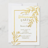 Luxury Gold Foil White Retirement Invitation Elega Einladung (Vorderseite)