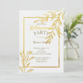 Luxury Gold Foil White Retirement Invitation Elega Einladung (Stehend Vorderseite)