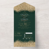 Luxury Gold Forest Green Glitzer Confetti Wedding All In One Einladung (Innen Boden)