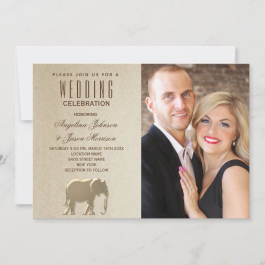 Luxury Gold Foto Wedding Einladung (Vorderseite)