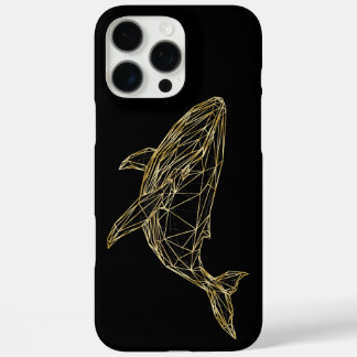 Luxury Gold Geometric Whale iPhone 16 Pro Max Hülle