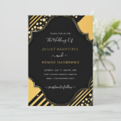 Luxury Gold Gerahmt Black Golden Wedding Einladung (Stehend Vorderseite)