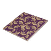 Luxury Gold Ginkgo Leaves on Deep Purple (6) Fliese (Seite)