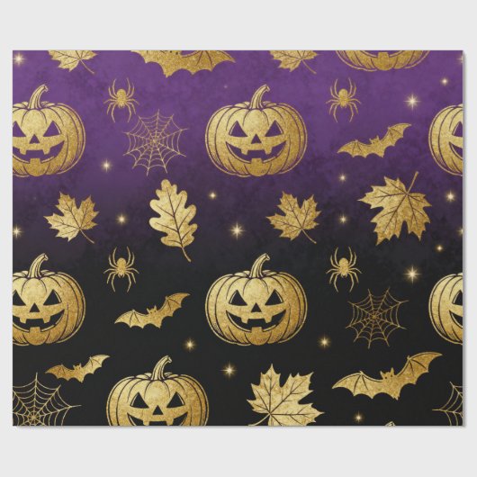 Luxury Gold Glitter Halloween Gift Wrap  Geschenkpapier (Flach)