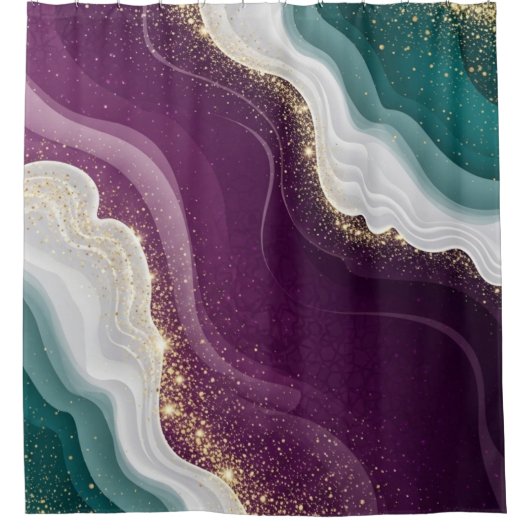 Luxury Gold Glitter Marble Pattern Duschvorhang (Vorderseite)