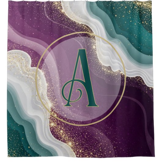 Luxury Gold Glitter Marble Pattern Duschvorhang (Vorderseite)