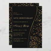 Luxury Gold Glitzer Black 50th Wedding Jubiläum Einladung (Vorne/Hinten)