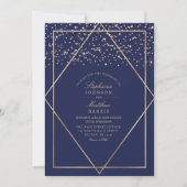 Luxury Gold Glitzer Confetti Navy Blue Wedding Einladung (Vorderseite)