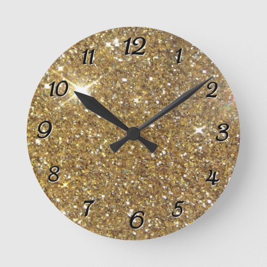Luxury Gold Glitzer - Druckbild Runde Wanduhr (Vorderseite)