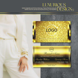 Luxury Gold Glitzer Sparkle Golden Effects Logo  Visitenkarte