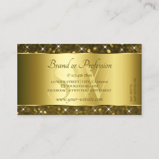 Luxury Gold Glitzer Sparkle Stars Initials klassis Visitenkarte (Rückseite)