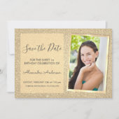 Luxury Gold Glitzer Sweet 16 Save the Date Einladung (Vorderseite)