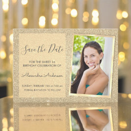 Luxury Gold Glitzer Sweet 16 Save the Date Einladung